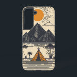 Twin Peaks Sunrise Phone Case<br><div class="desc">Twin peaks reflect a radiant sunrise in this symmetrical design with vintage textures and tranquil beauty.</div>
