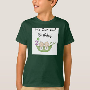 Twin Peas in a Pod 2nd Birthday T-shirts and Gifts