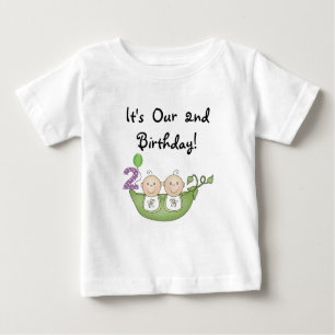 Twin Peas in a Pod 2nd Birthday T-shirts and Gifts