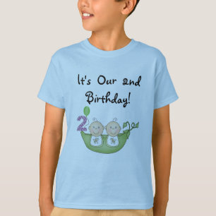 Twin Peas in a Pod 2nd Birthday T-shirts and Gifts