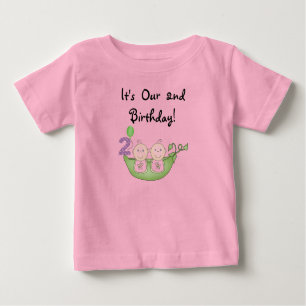 Twin Peas in a Pod 2nd Birthday T-shirts and Gifts