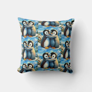 Twin penguins happy feet hug cushion