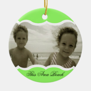 Twin Photo Bright Green Ceramic Tree Decoration