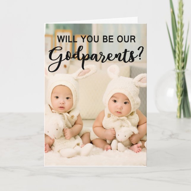 Twin Photo Godparents Proposal Card (Front)