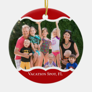 Twin Photo Red Ceramic Ornament