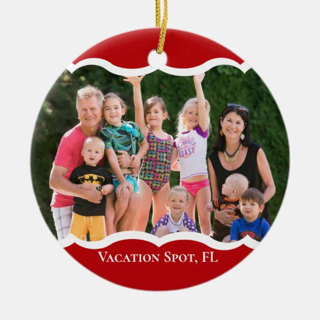 Twin Photo Red Ceramic Ornament (Front)