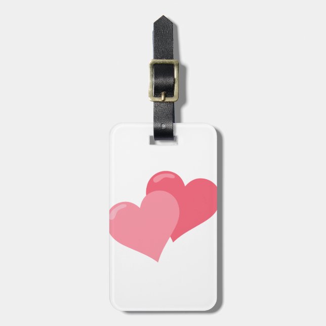 Twin Pink Hearts Luggage Tag (Front Vertical)