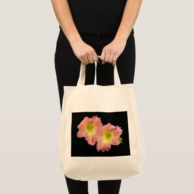 Twin Pink Lilies Grocery Bag (Front (Product))
