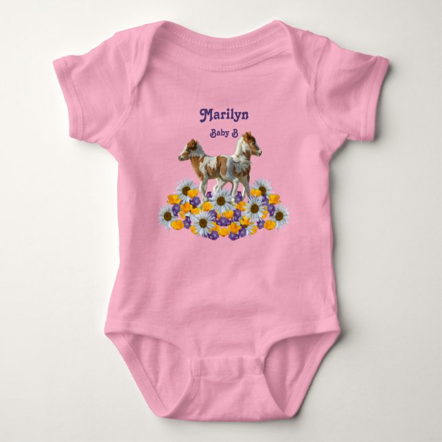 Twin Ponies Baby B with Name Bodysuit (Front)