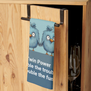 Twin power double trouble double fun tea towel