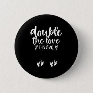 Twin Pregnancy Valentines Day Baby Announcement 6 Cm Round Badge