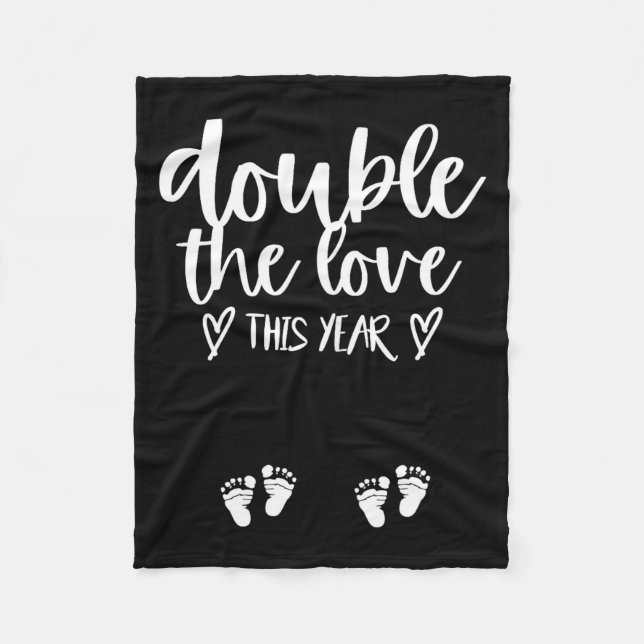 Twin Pregnancy Valentines Day Baby Announcement  Fleece Blanket (Front)