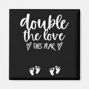 Twin Pregnancy Valentines Day Baby Announcement  Magnet