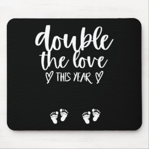 Twin Pregnancy Valentines Day Baby Announcement  Mouse Pad