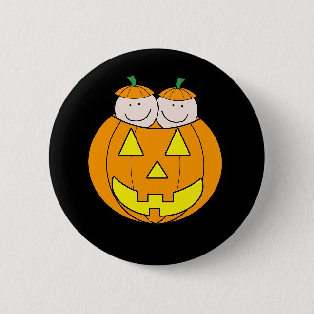 Twin Pumpkin Babies Graphic 6 Cm Round Badge (Front)