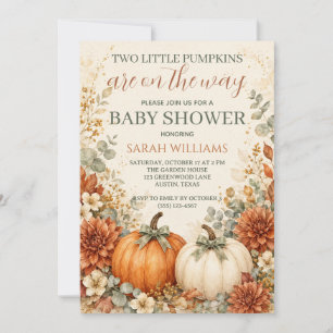 Twin Pumpkin Baby Shower Invitation