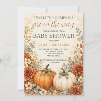 Twin Pumpkin Baby Shower Invitation