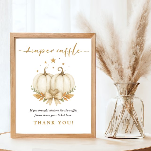 Twin Pumpkin Fall Baby Shower Diaper Raffle Sign (Creator Uploaded)