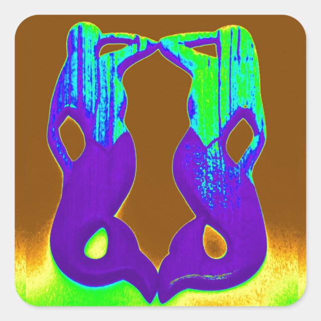 twin purple mermaids square sticker (Front)
