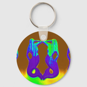 twin purple seaward gazing mermaids key ring