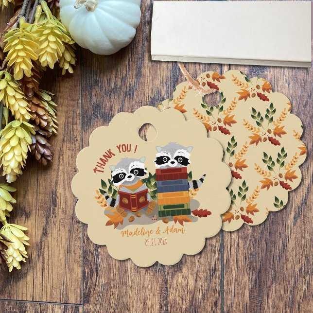 Twin Raccoons with Books Baby Shower Favour Tag (Creator Uploaded)