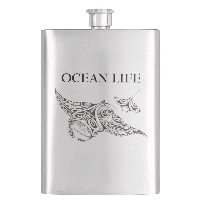 twin rays OCEAN LIFE Hip Flask (Front)