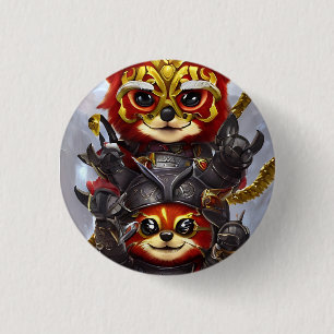 twin red panda 3 cm round badge