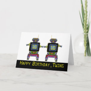 Twin Robot Birthday 10 years old Card