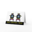 Twin Robot Birthday 6 years old birthday card