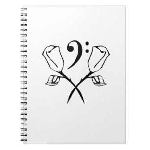 Twin Rose above Bass Clef Spiral Notebook