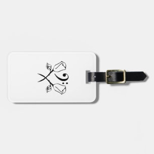Twin rose with a bass clef luggage tag
