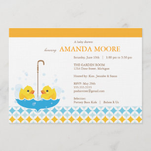 Twin Rubber Ducky Baby Shower Invitation