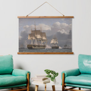 Twin Russian Ships Oil on Canvas Ships Hanging Tapestry