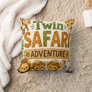Twin Safari Adventures Boys Birthday Party Cushion