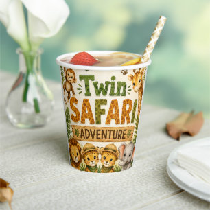 Twin Safari Adventures Boys Birthday Party Paper Cups