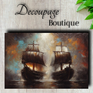 Twin Ships Battle Decoupage Tissue Paper