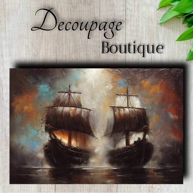 Twin Ships Battle Decoupage Tissue Paper (Twin Ships Battle Decoupage Tissue Paper)