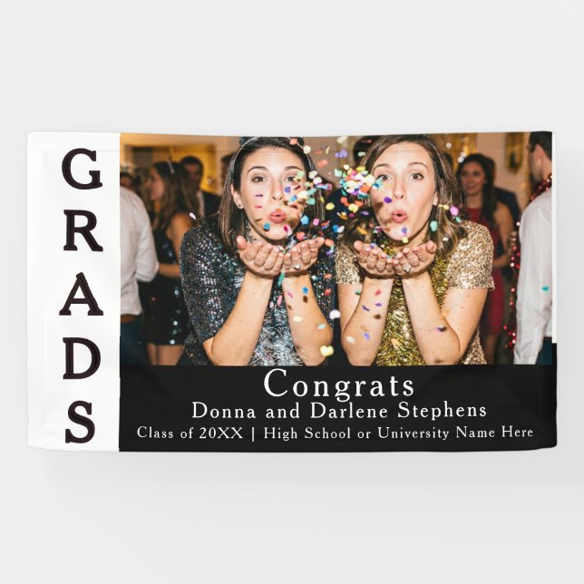Twin Sibling Graduation Celebration Party Congrats Banner (Horizontal)