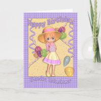 Twin Sister Birthday Card - Cute Little Girl