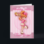 twin sister birthday card - cute waitress pink<br><div class="desc">twin sister birthday card - cute waitress pink</div>