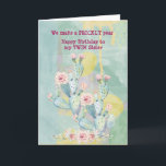 Twin Sister Birthday Watercolor Cactus Card<br><div class="desc">A beautiful watercolor cactus card to send to your twin sister for your birthdays</div>