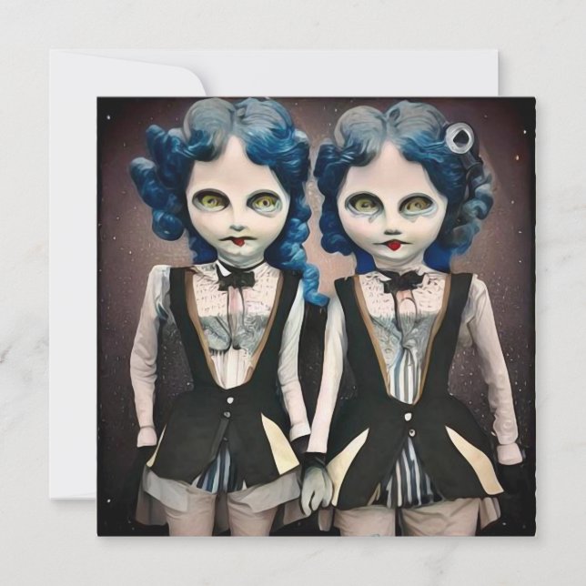Twin Sister Blue Hair Dolls (Front)
