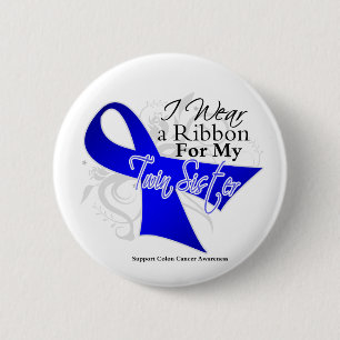 Twin Sister Blue Ribbon - Colon Cancer 6 Cm Round Badge
