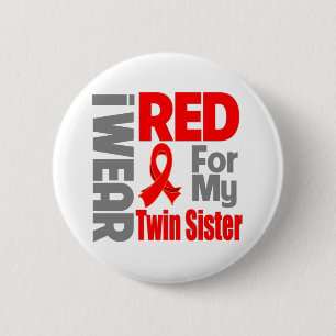Twin Sister - I Wear Red Ribbon 6 Cm Round Badge