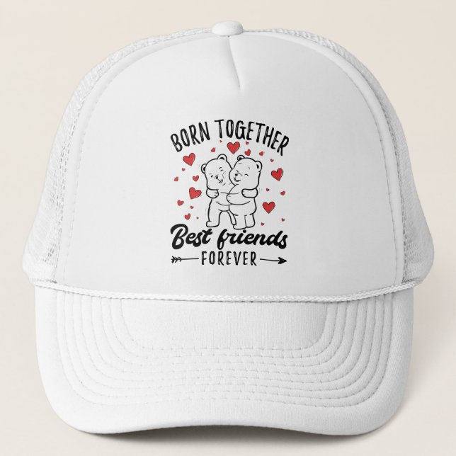 Twin Sister Twins Gift Trucker Hat (Front)