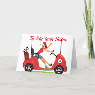 TWIN SISTER (WHO GOLFS) BIRTHDAY WISHES CARD