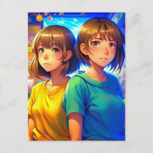 Twin Sisters   Anime Girls Postcard
