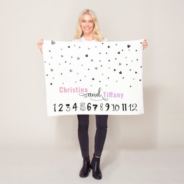 Twin Sisters Minimalist Trendy Month Milestone Fleece Blanket (In Situ)