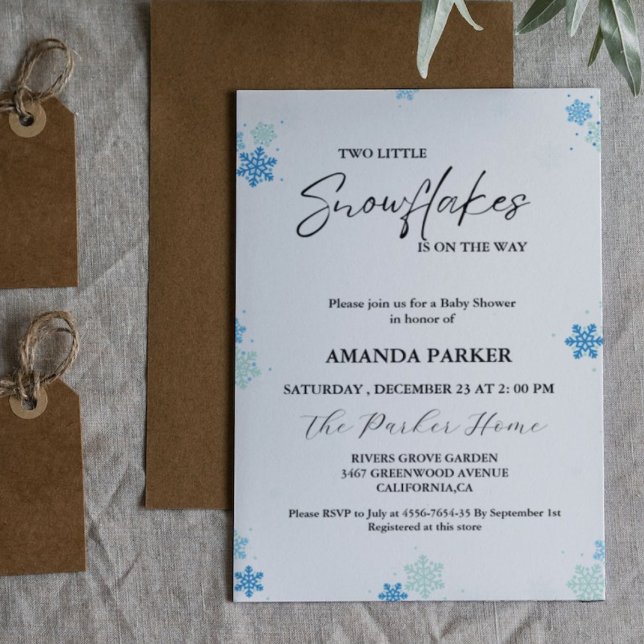 Twin Snowflake Baby Shower  Winter Baby Shower Invitation (Creator Uploaded)