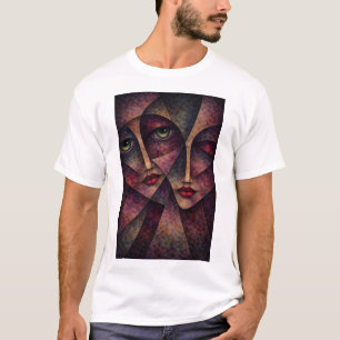 Twin Souls – Abstract Cubist Faces T-Shirt